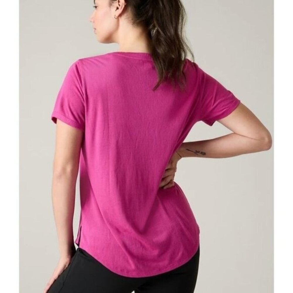 Athleta S Breezy Scoop V Neck Tee Small Iceplant Pink Modal - Picture 5 of 6